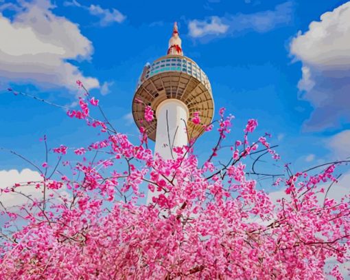 South Korea Seoul Tower paint by number