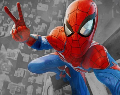 Spiderman's High Selfie paint by numbers