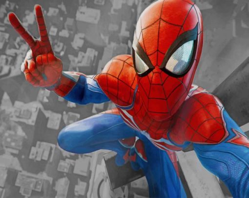 Spiderman's High Selfie paint by numbers