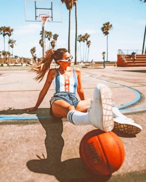 basket ball sport girl painting by numbers