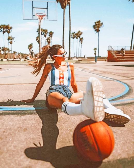 basket ball sport girl painting by numbers
