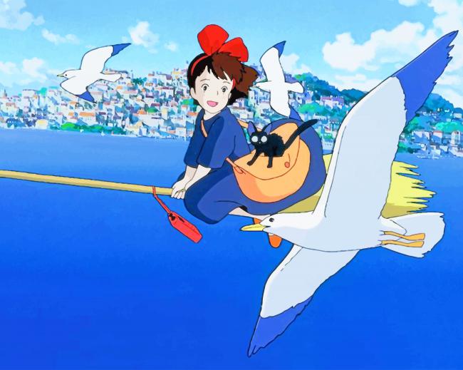 Studio Ghibli Flying With Birds paint by numbers