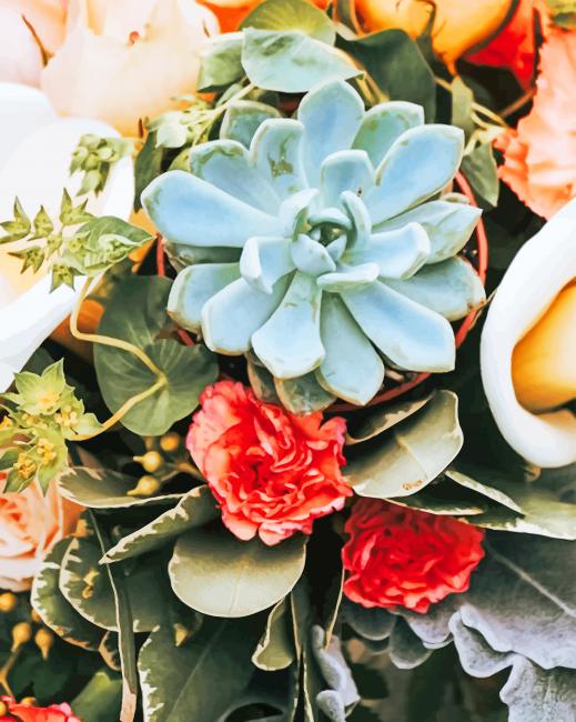 Succulent Colorful Flowers paint by numbers