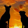 Sunset Dogs Silhouette paint by number