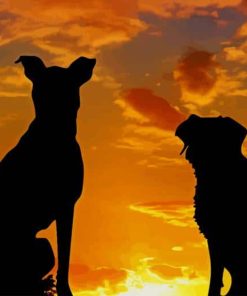 Sunset Dogs Silhouette paint by number