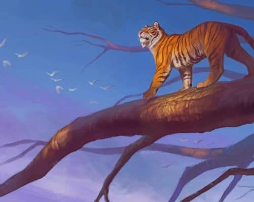 Tiger Branch Sunset paint by number