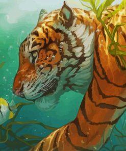 Tiger Under Water paint by number