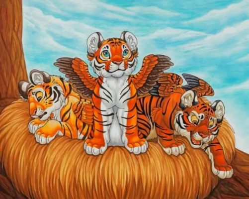 Tigers With Wings paint by numbers