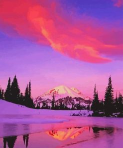 Tipsoo Lake Winter Sunset paint by numbers