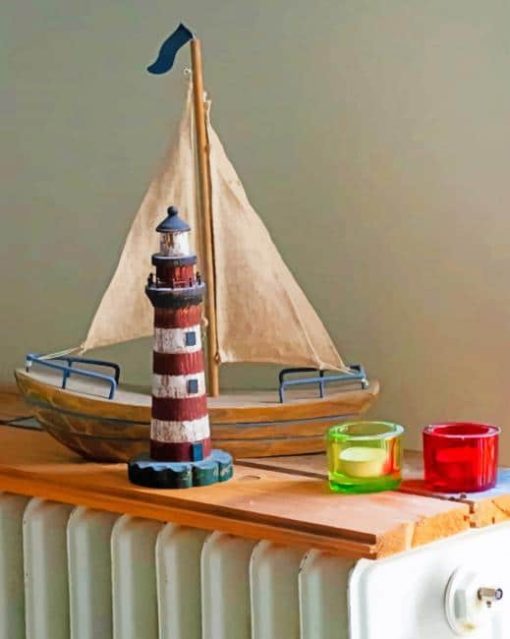 Boat And Light House Toys paint by numbers