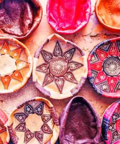 Traditional Moroccan Baskets Design paint by numbers