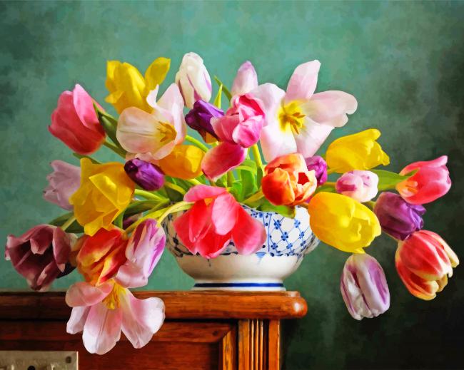Tulip Flower Vase paint by numbers