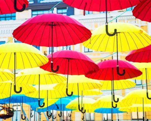 Hanged Colorful Umbrellas paint by numbers