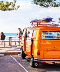 Orange Van On The Beach paint by numbers