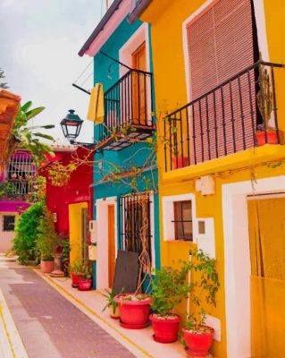 Spanish Town Villajoyosa Street Paint bu numbers