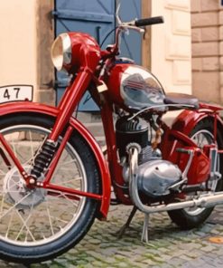 Vintage Red Motorcycle paint by numbers