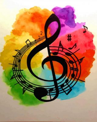 Watercolor Music Note paint by number