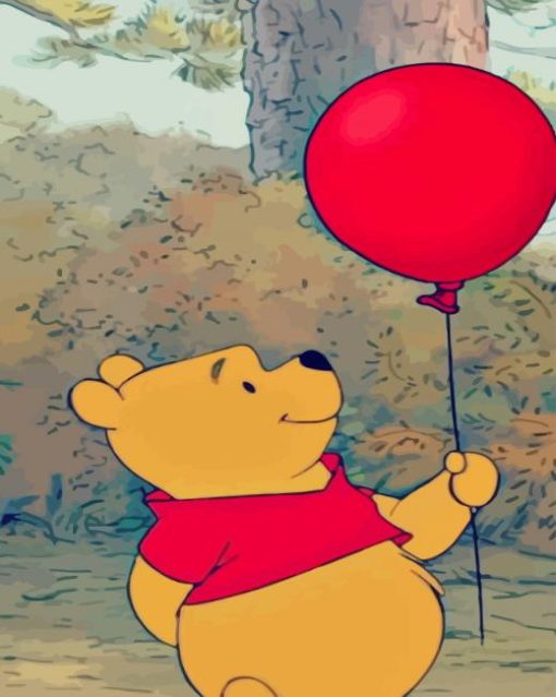 Winnie The Pooh Red Balloon paint by numbers