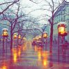 winter season rain outside painting by numbers