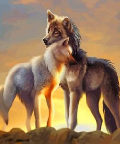 Wolf And Horse At Sunset paint by numbers