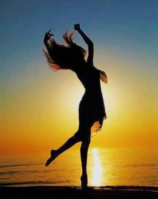 Woman Dancing At The Sunset paint by numbers
