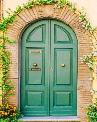 Wood Double Door Exterior Design paint by numbers