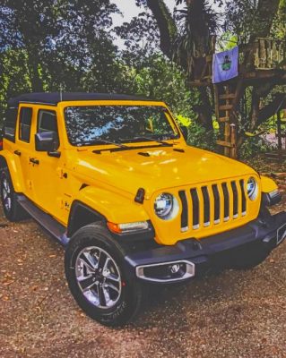 Yellow Jeep paint by numbers