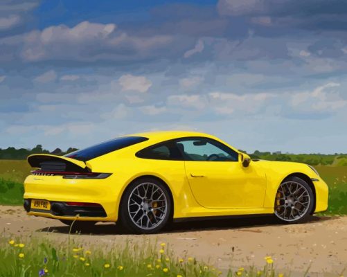 Yellow Porsche 911 Carrera paint by number