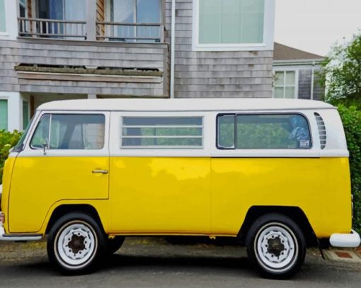 Yellow Classic Volkswagen Van paint by numbers
