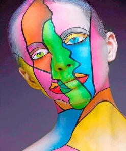 Abstract Colorful Face Art paint by numbers