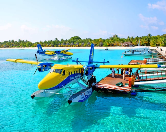 Yellow Sea Airplane paint by numbers