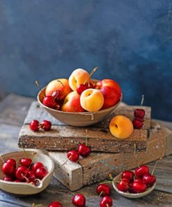 Apricot And Cherry In A Bowl paint by numbers