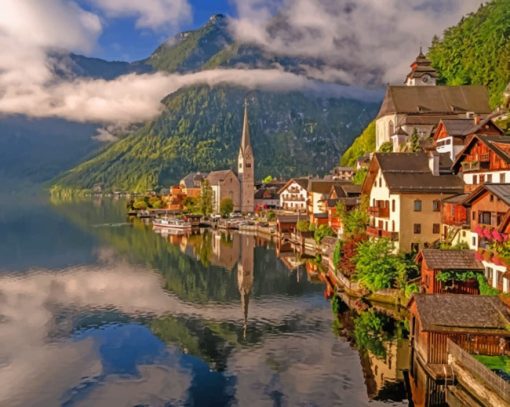 Austria's Hallstatt Village paint by numbers