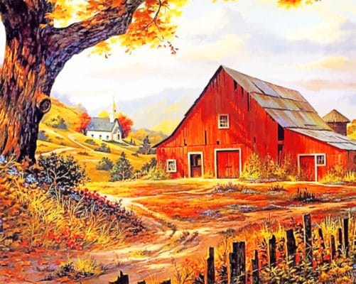 Autumn Barn paint by numbers