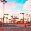 Basket Ball Court And Palm Trees paint by numbers