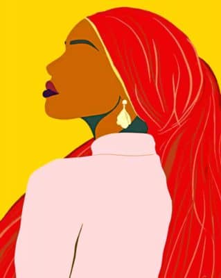 Black Women Wearing Red Scarf painting by numbers