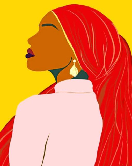 Black Women Wearing Red Scarf painting by numbers