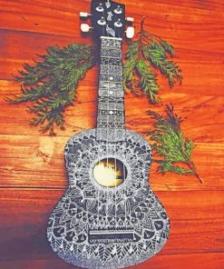 Black And White Mandala Guitar paint by numbers