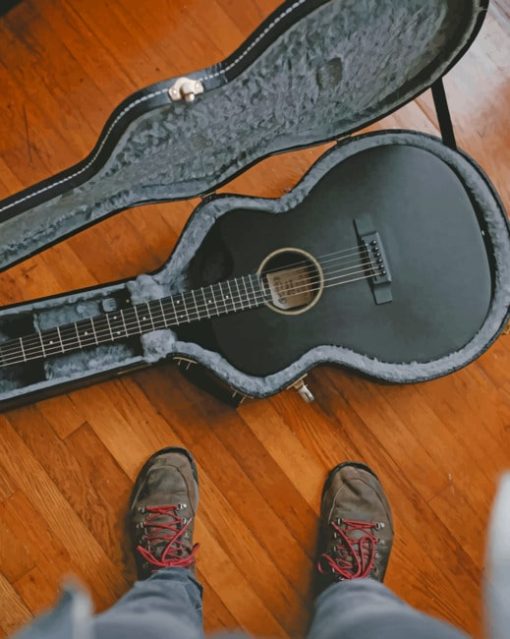 Black Acoustic Guitar In The Case paint by numbers