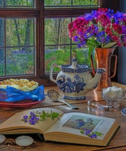 Book And Food On The Table paint by numbers