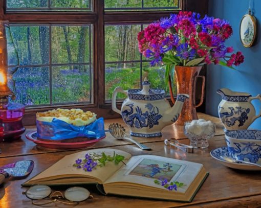 Book And Food On The Table paint by numbers