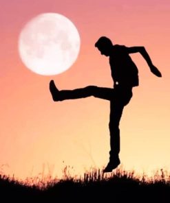 Boy Kicking Moon Silhouette paint by numbers