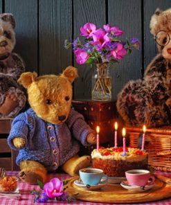 Cakes And Teddy Bears On The Table paint by numbers