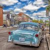 Blue Classic Car Parked paint by numbers