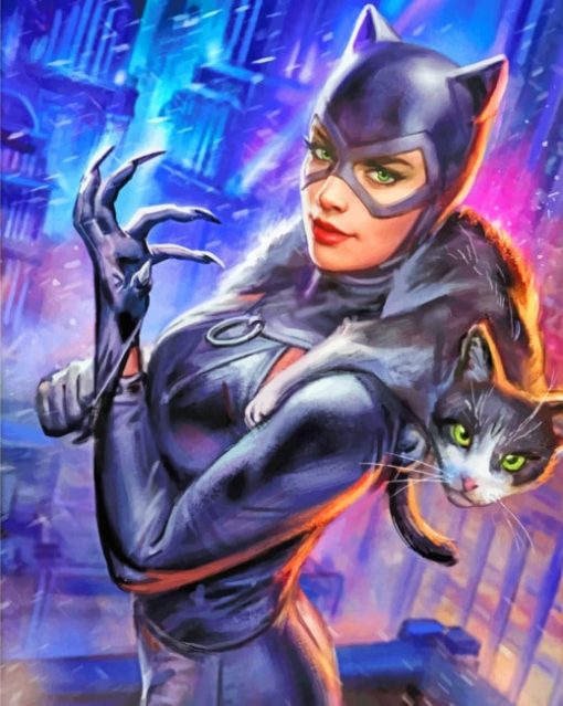 Catwoman And Cat paint by numbers