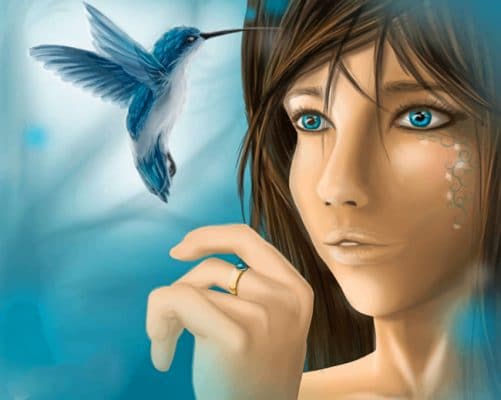 Humming Bird And A Girl paint by numbers