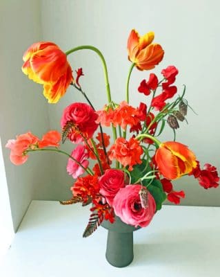 Colored Flowers Vase paint by numbers