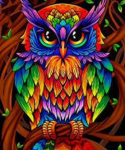 Colorful Mandala Owl paint by numbers