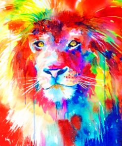 Colorful Splash Lion paint by numbers