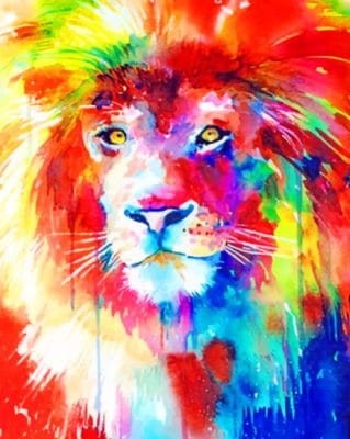 Colorful Splash Lion paint by numbers